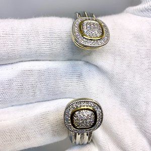 NEW Two Tone Gold/Silver 18K Gold Filled with CZ